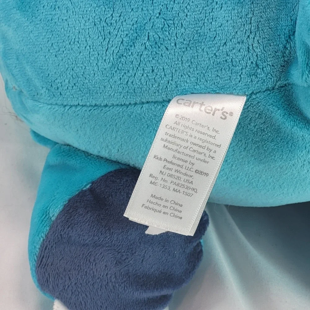 2019 Carter's Dinosaur‎ Aqua Blue Toothy Stuffed Plush Animal Squish Lovey 12in